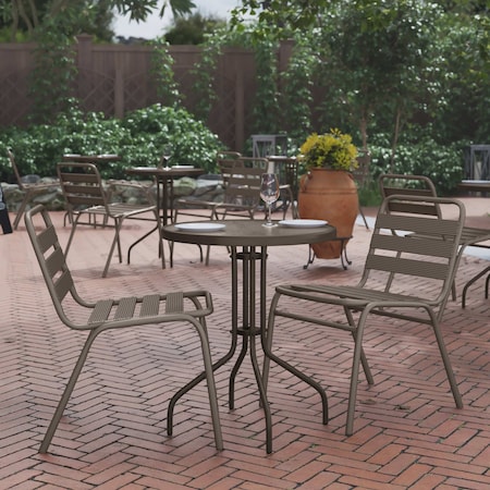 Flash Furniture Bellamy 23.75'' Bronze Round Tempered Glass Metal Table TLH-070-1-BZ-GG